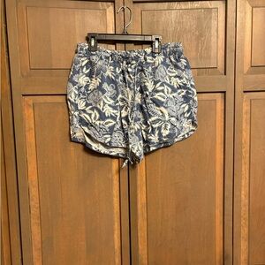 Floral Blue and White Shorts